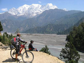 The guys taking in the views whilst mountain biking